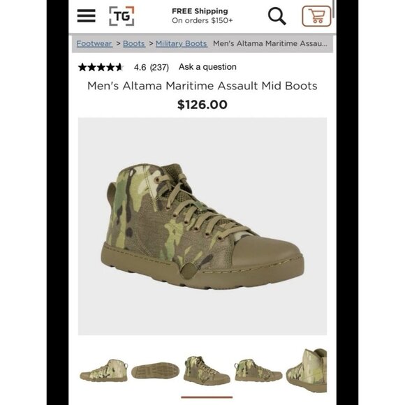 Men's Altama Maritime Assault Mid Boots Size 10.5 in Multicam Camo - Picture 1 of 12